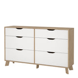 Ikast Double Dresser 6 Drawers in Jackson Hickory and White