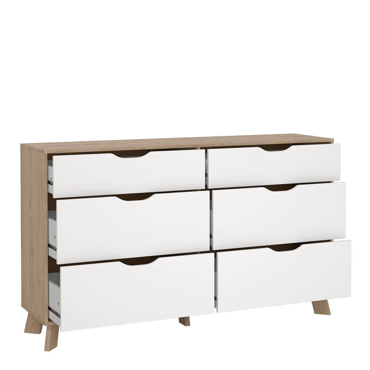 Ikast Double Dresser 6 Drawers in Jackson Hickory and White