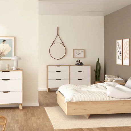 Ikast Double Dresser 6 Drawers in Jackson Hickory and White