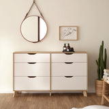 Ikast Double Dresser 6 Drawers in Jackson Hickory and White