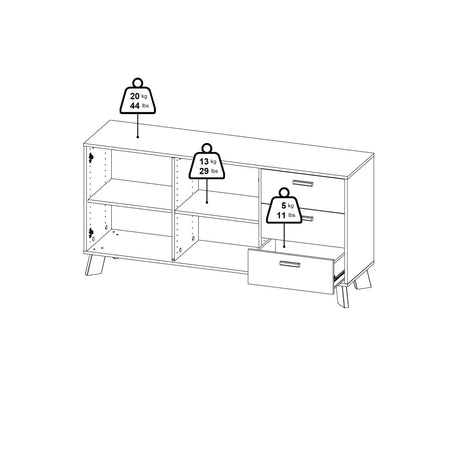 Ikast Sideboard 2 Doors 3 Drawers in Jackson Hickory and White