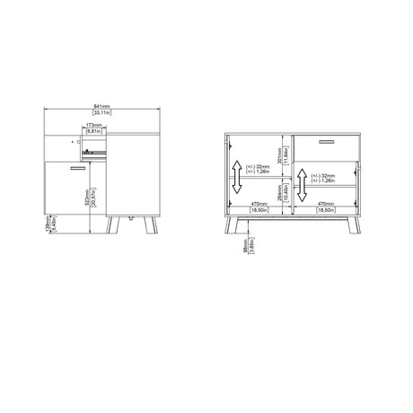 Ikast Sideboard 2 Doors 1 Drawer in Jackson Hickory and White