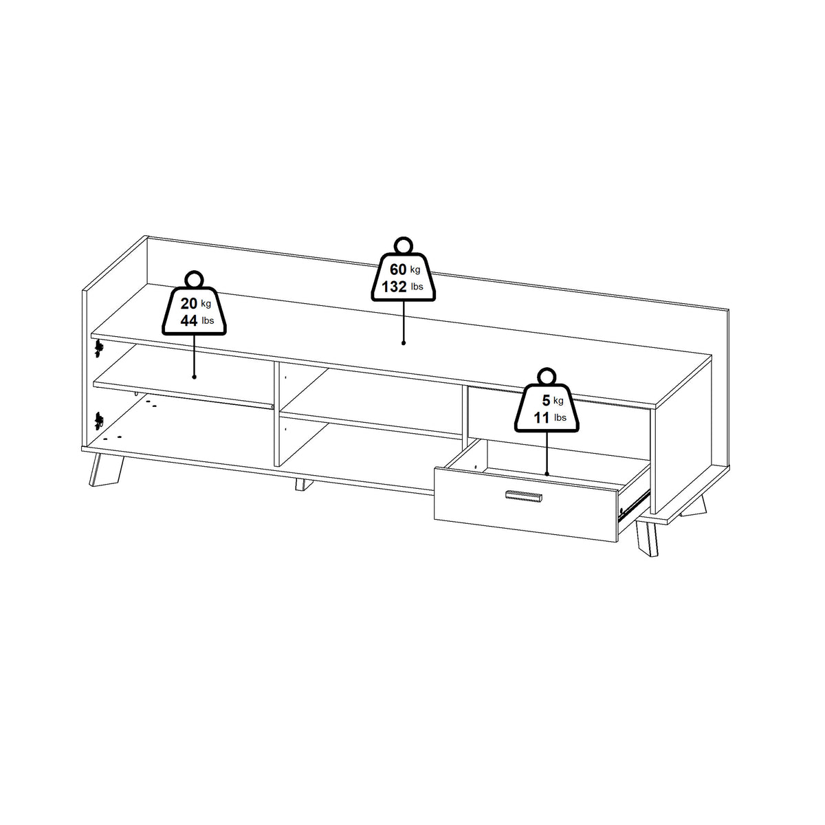 Ikast TV Unit 1 Door 2 Drawers in Jackson Hickory and White