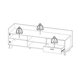 Ikast TV Unit 1 Door 2 Drawers in Jackson Hickory and White