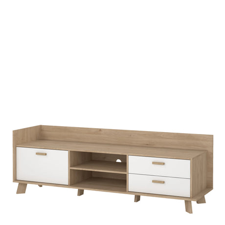 Ikast TV Unit 1 Door 2 Drawers in Jackson Hickory and White