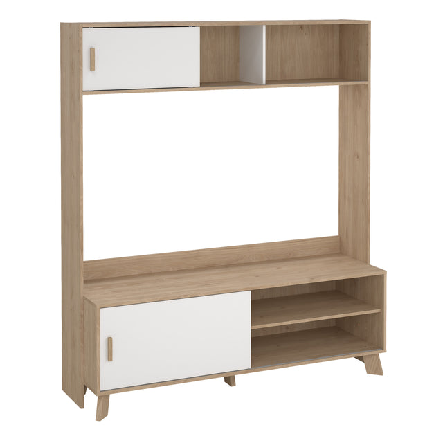 Ikast TV-Wall unit with 2 sliding doors In Jackson Hickory and White