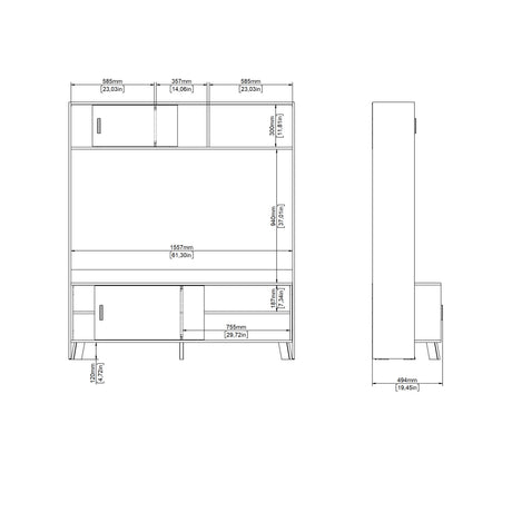 Ikast TV-Wall unit with 2 sliding doors In Jackson Hickory and White