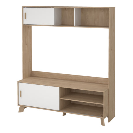 Ikast TV-Wall unit with 2 sliding doors In Jackson Hickory and White