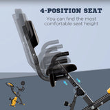 HOMCOM 2-in-1 Folding Exercise Bike with 8-Level Magnetic Resistance, Arm Resistance Band, Pulse Sensor, Yellow