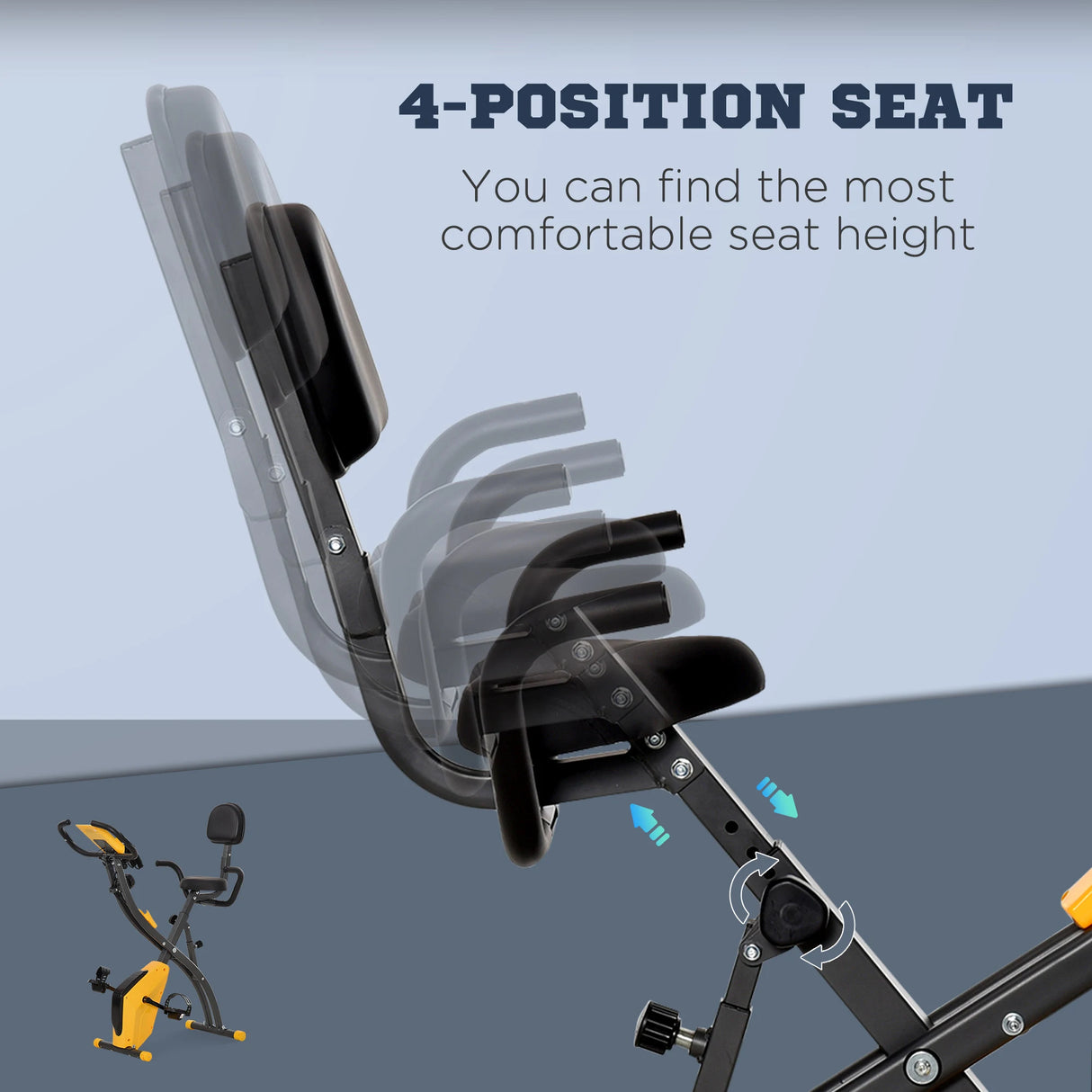 HOMCOM 2-in-1 Folding Exercise Bike with 8-Level Magnetic Resistance, Arm Resistance Band, Pulse Sensor, Yellow
