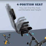 HOMCOM 2-in-1 Folding Exercise Bike with 8-Level Magnetic Resistance, Arm Resistance Band, Pulse Sensor, Yellow