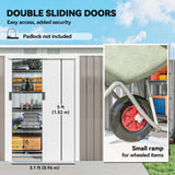 Outsunny Corrugated Garden Shed 9 x 4 Ventilated Lockable Tool Shed for Outdoor Equipment, Light Grey