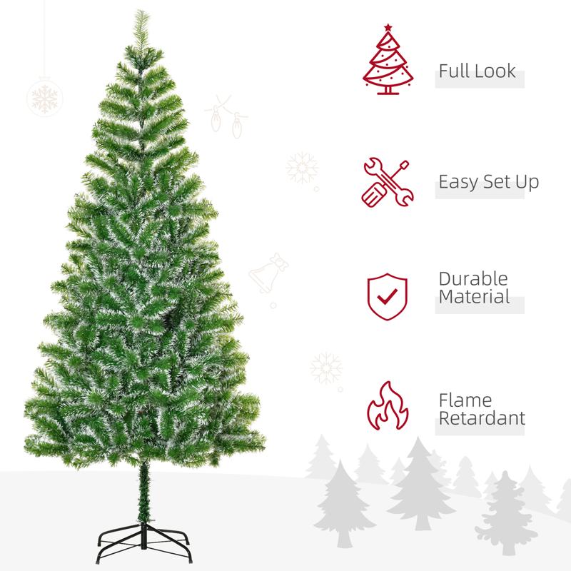 HOMCOM 7FT Indoor Christmas Tree Artificial Decoration Xmas Gift with Metal Stand Branch Tips