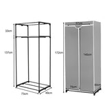 Double Canvas Wardrobe with Dust-proof Cover-Grey