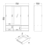 Line Wardrobe with 2 Sliding Doors 1 Sliding Door with Mirror in Jackson Hickory Oak