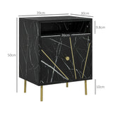 HOMCOM Elegant Bedside with Storage - Black/Gold Tone