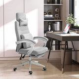 Vinsetto Office Chair, Ergonomic Desk Chair, High Back Fabric Work Chair with 160 Reclining Backrest, Retractable Footrest, Neck and Lumbar Pillow for Home and Study, Grey