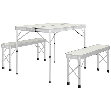 Outsunny Three-Piece Aluminium Folding Picnic Table and Bench Set