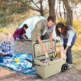 75 Quart Portable Cooler Rotomolded Ice Chest with Handles and Wheels-Tan