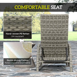 Outsunny Reclining Rattan Lounger, with Extending Footrest - Grey