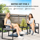 Outsunny Rattan Bistro Set, 3 Piece Garden Furniture Set with Glass Top Table and Cushions, Light Grey