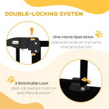 PawHut Metal Pet Safety Gate Dog Gate Folding Fence 74-87cm, Black