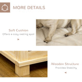 PawHut Wooden Dog Crate, with Double Doors, Cushion, for Medium Dogs - Natural Finish