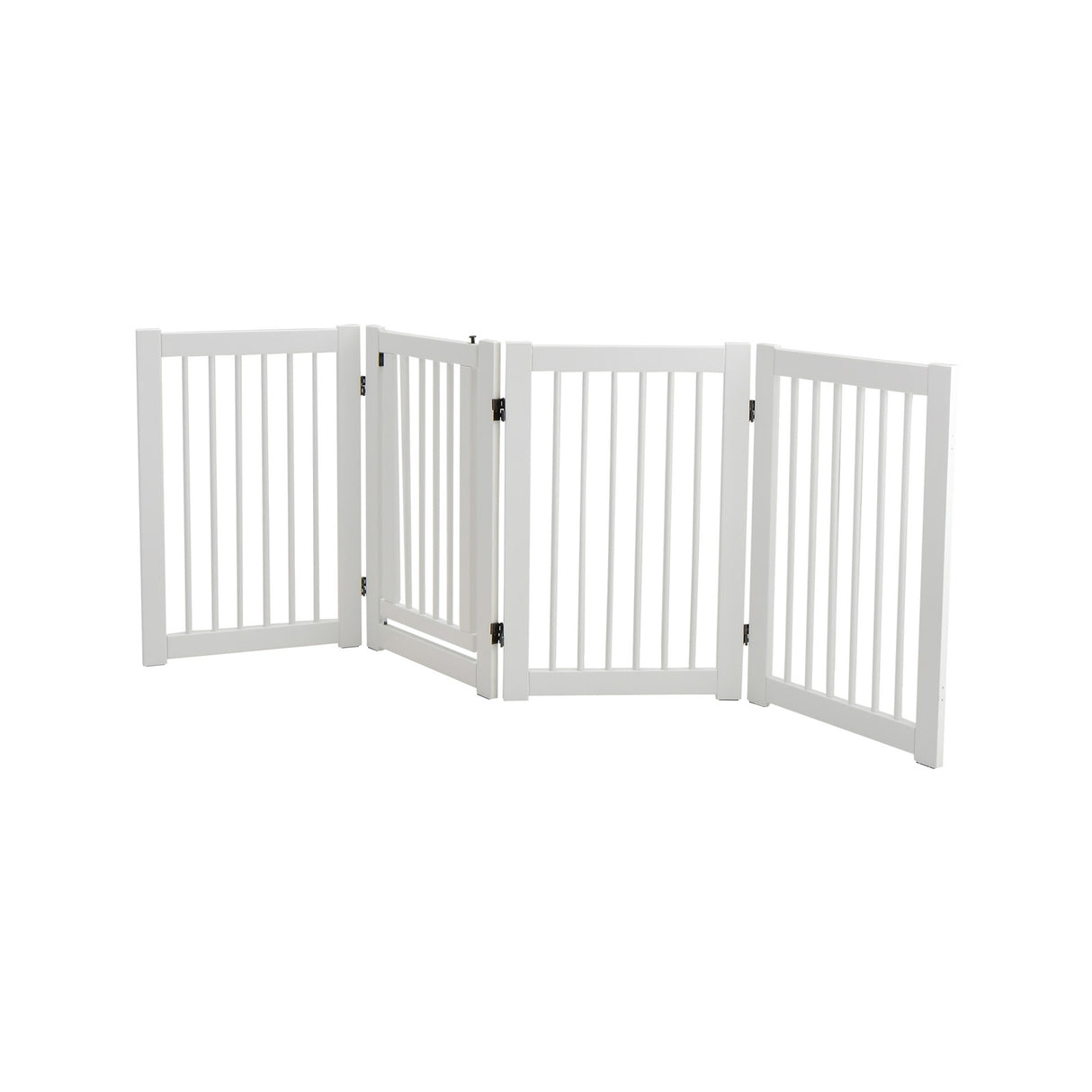 4 Panel Folding Dog Fence with Walk Through Door-White