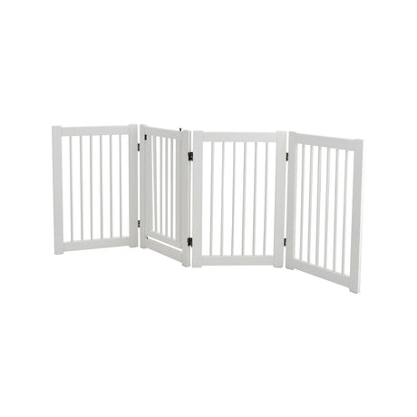 4 Panel Folding Dog Fence with Walk Through Door-White