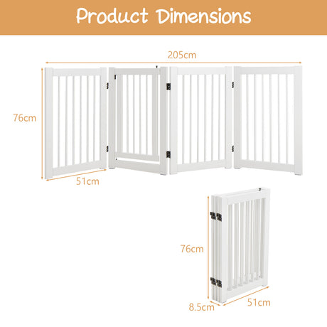 4 Panel Folding Dog Fence with Walk Through Door-White