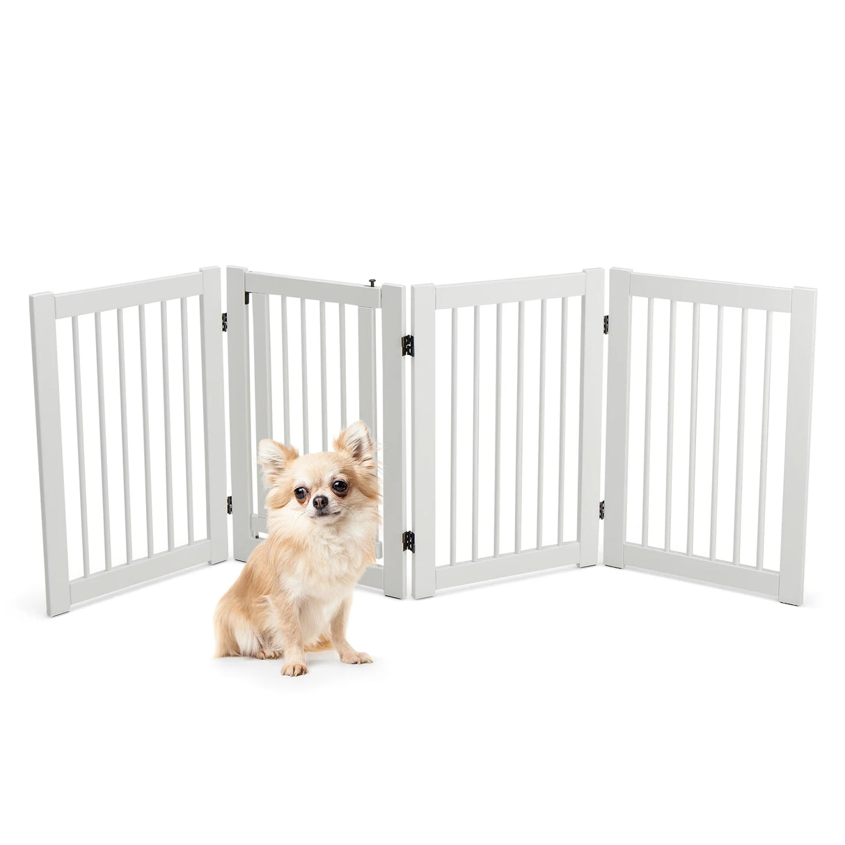 4 Panel Folding Dog Fence with Walk Through Door-White
