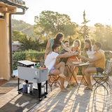 76L cooling trolley with storage space &amp; bottle opener serving trolley cool box with wheels cooling container silver