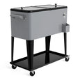76L cooling trolley with storage space &amp; bottle opener serving trolley cool box with wheels cooling container silver