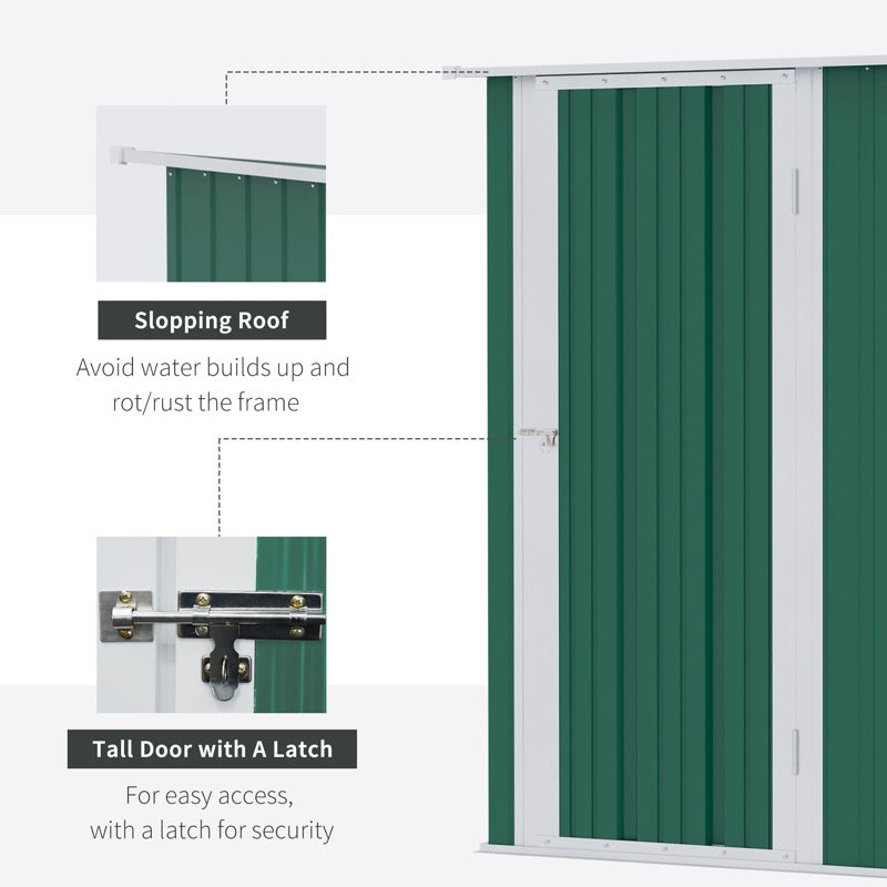 Outsunny 5ft x 3ft Garden Metal Storage Shed, Outdoor Tool Shed with Sloped Roof, Lockable Door for Tools, Equipment, Green