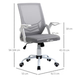 Vinsetto Mesh Office Chair with Flip-up Armrest, Swivel Computer Chair with Lumbar Support, Adjustable Height, Tilt Function for Home/Office, Grey