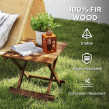 Outsunny Fir Wood Folding Coffee Table, Lightweight Small Garden Table with Slatted Top, Portable Folding Side Table for Balcony