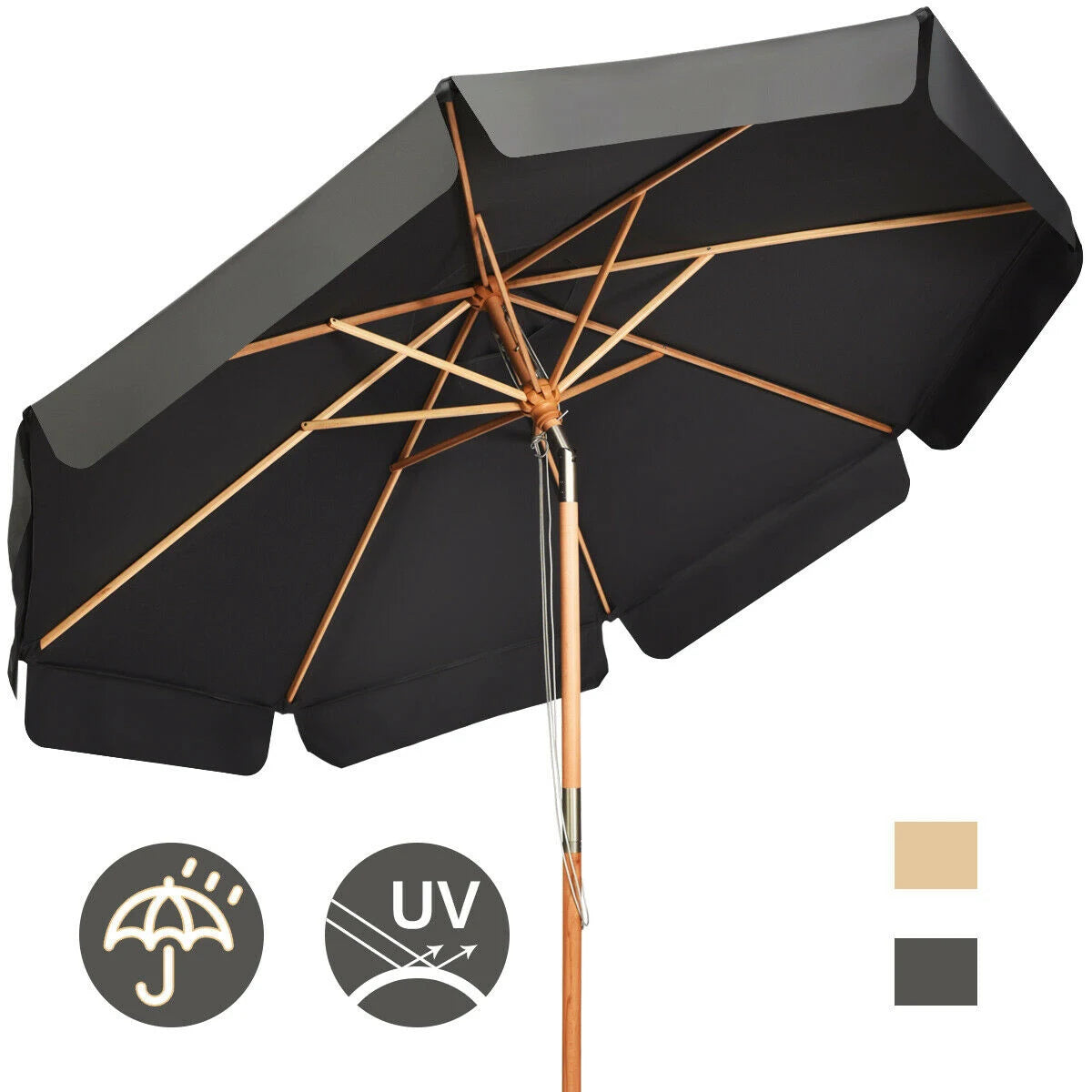 3m Garden Parasol Umbrella Garden Outdoor Sun Shade-Grey