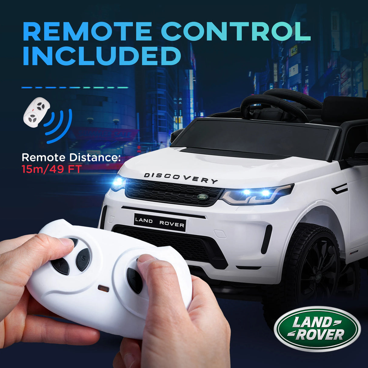 AIYAPLAY Licensed Land Rover Discovery Sport, 12V Kids Ride on Car w/ Remote Control, Lights, Music, Horn, for 3-6 Years, White