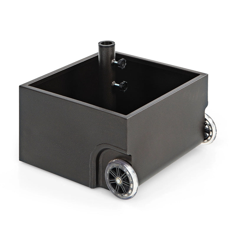 Heavy-Duty Steel Patio Market Umbrella Stand with 2 Wheels for Patio