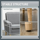 HOMCOM Armchair, Upholstered Accent Chair with Wood Legs and Wide Padded Seat, Teddy Occasional Chair, Grey