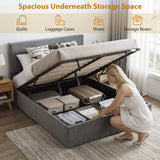 HOMCOM Double Bed Frame Gas Side Lift Under Bed Storage Upholstered Platform Bed Tufted Headboard for 140 x 190 cm Mattress