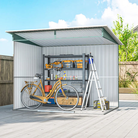 Outsunny 8.5 x 6ft Metal Shed with Lightsky Panels, Garden Storage Tool House with Double Doors for Garden, Patio and Lawn, Green