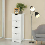 Floor Wooden Free Standing Storage Side Organizer for Bathroom-White