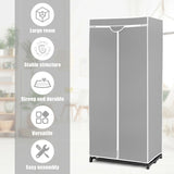 Double Canvas Wardrobe with Dust-proof Cover-Grey