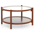 78cm Round Coffee Table with Tempered Glass Top-Natural