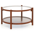 78cm Round Coffee Table with Tempered Glass Top-Natural