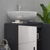 kleankin Pedestal Sink Bathroom Cabinet, Bathroom Vanity Unit with 20 x 20cm "U" Cut-Out and Adjustable Shelf, Light Grey