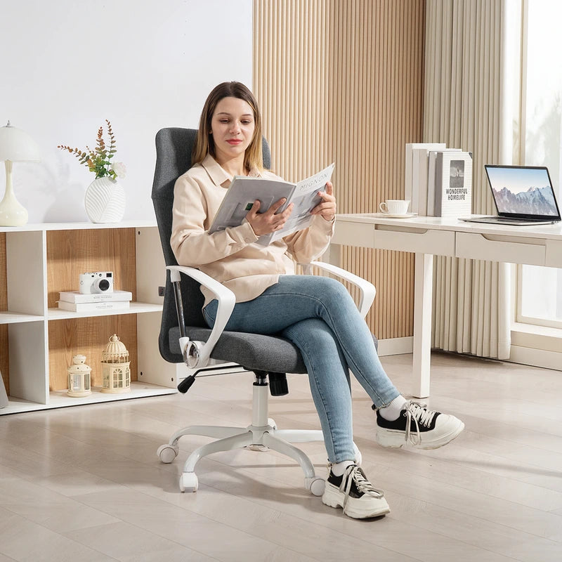 HOMCOM Fabric High Back Office Chair - Grey
