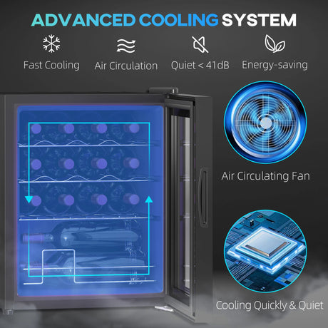 HOMCOM 42L 16-Bottle Wine Cooler Fridge - Black