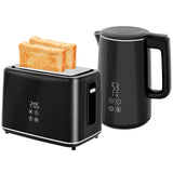 HOMCOM Kettle and Toaster Set, 1.5L 3000W Fast Boil Kettle with Insulation & 2 Slice Toaster Kitchen Set with 7 Level Browning Controls, Defrost, Reheat and Crumb Tray, Black